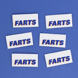 FARTS Woven Sewing Labels: Novelty Clothing Tags - 6 Pack