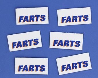 FARTS Woven Sewing Labels: Novelty Clothing Tags - 6 Pack