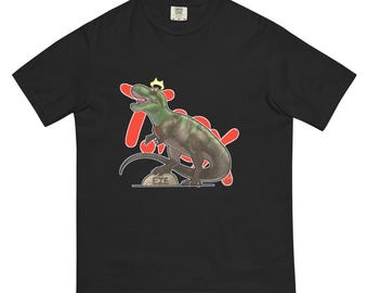 Unisex garment-dyed heavyweight t-shirt with T. rex design