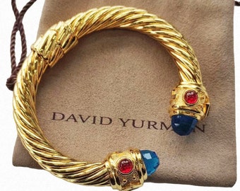 Grandma's Gift DY Bracelets Personalized Bracelets Renaissance Bracelets Blue Green Bracelets Gold Bracelets Gifts Cuff Bracelets