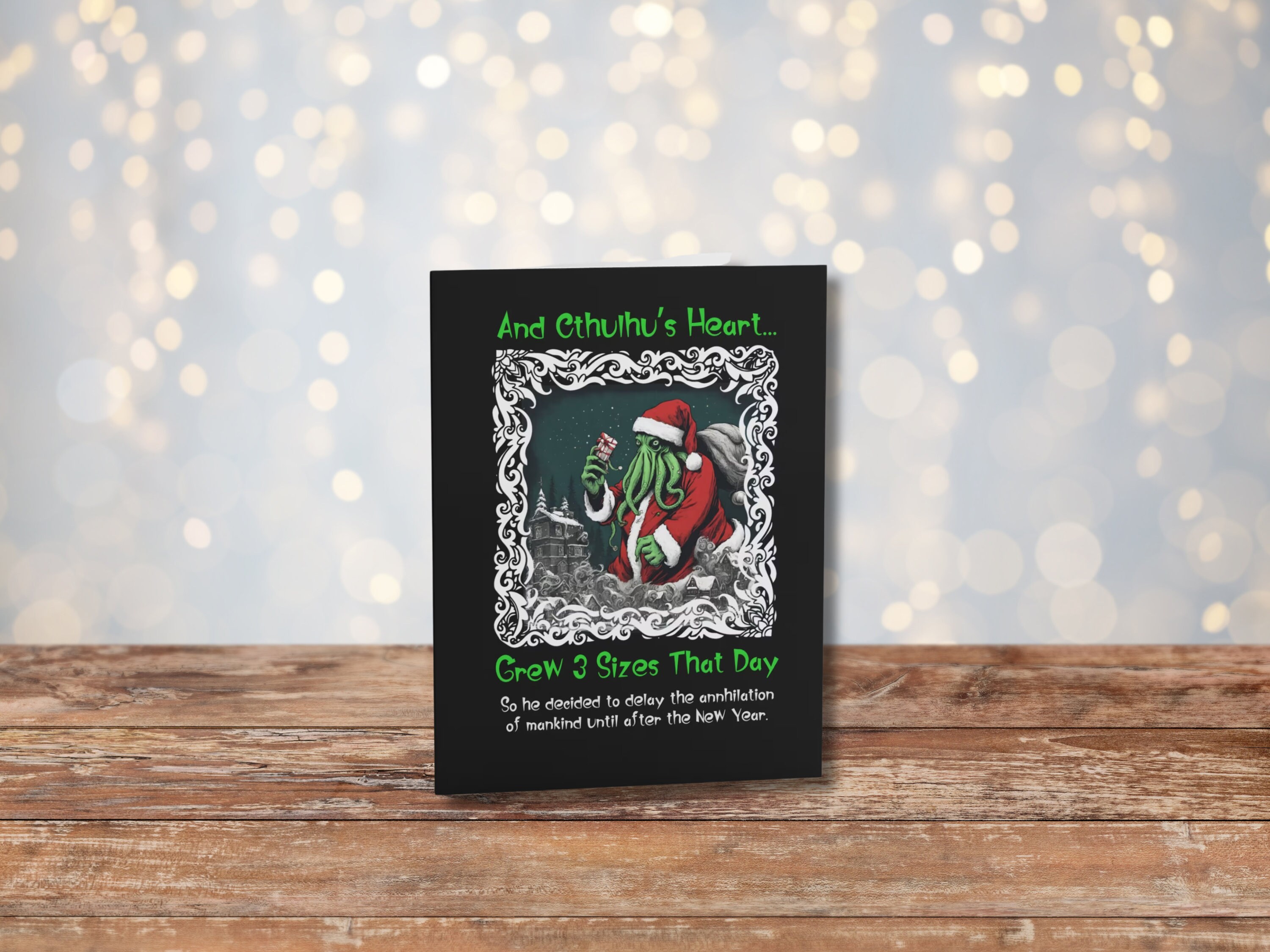 Funny Cthulhu Christmas Cards Featuring Cthulhu Catching the Christmas ...