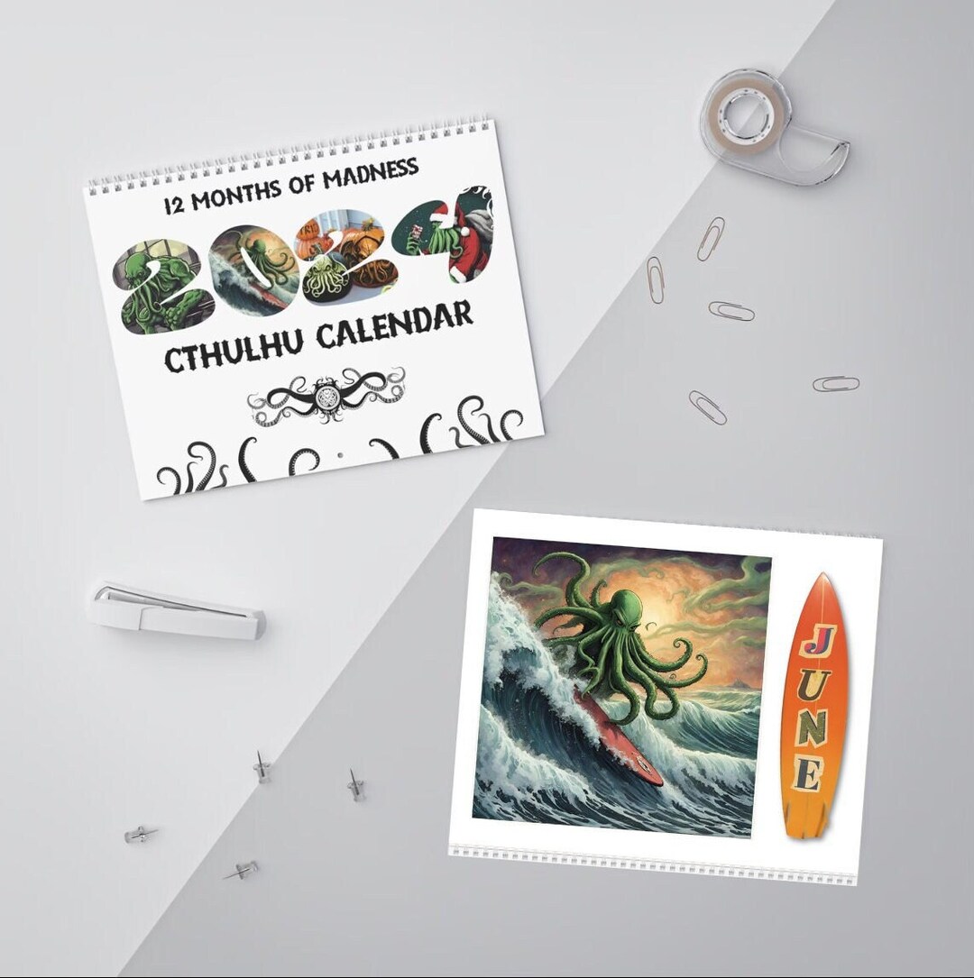 2025 Cthulhu Wall Calendar Featuring 12 Unique and Funny Images of