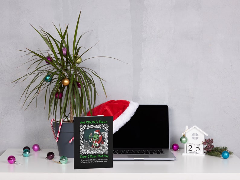 Funny Cthulhu Christmas Cards Featuring Cthulhu Catching the Christmas ...
