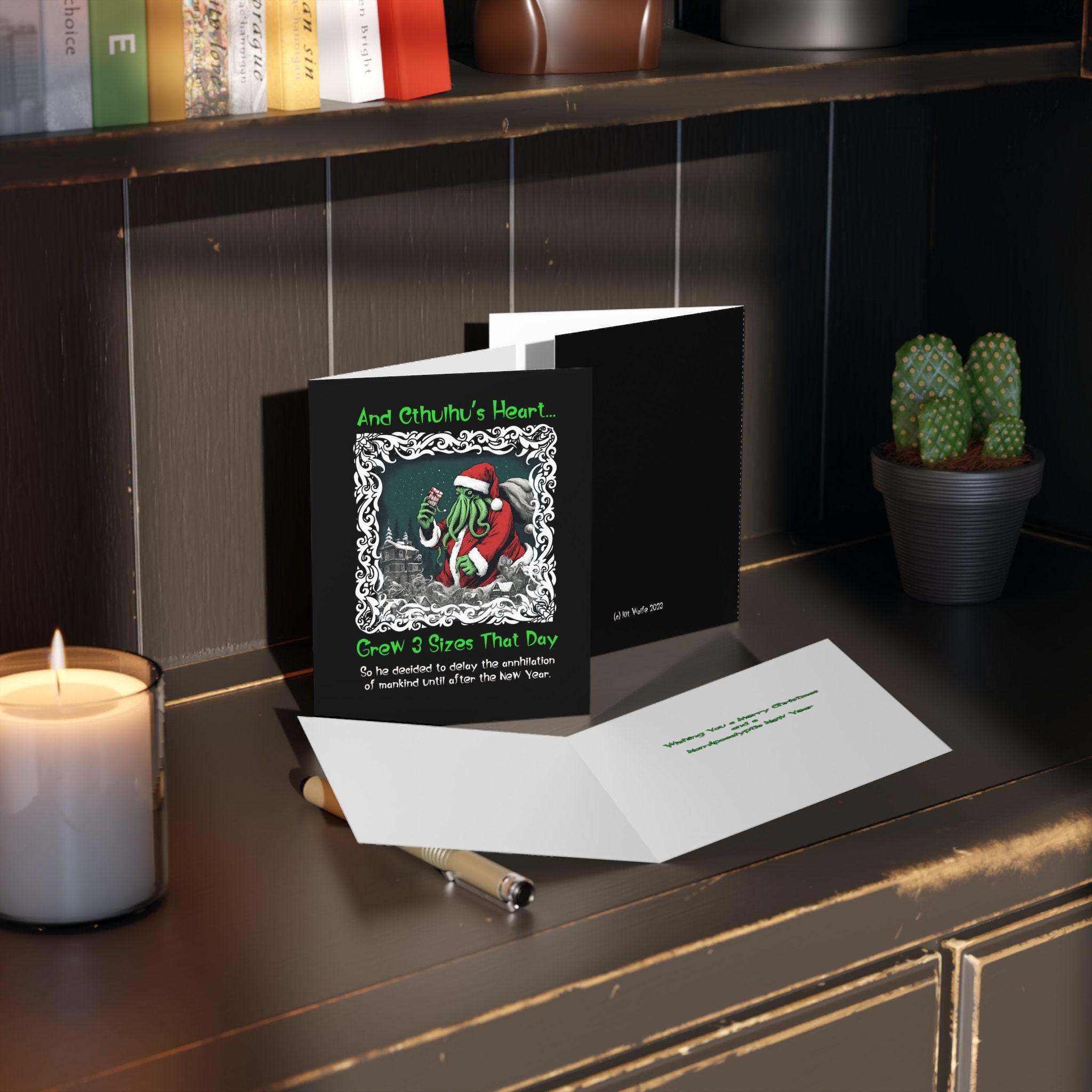 Funny Cthulhu Christmas Cards Featuring Cthulhu Catching the Christmas ...