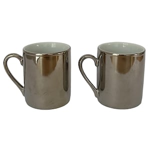 Set of 2 Vintage Silver & Ceramic Espresso Glasses