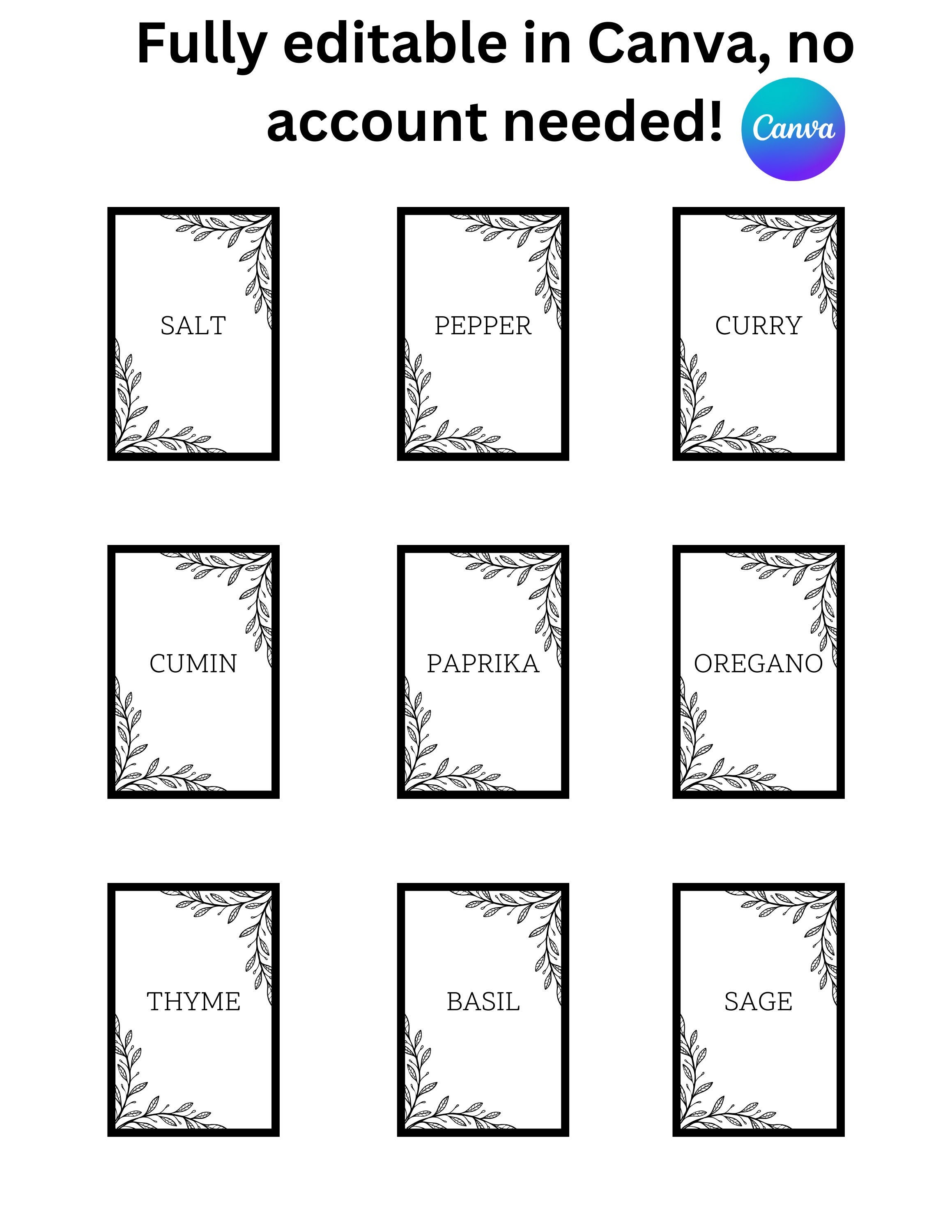Fully Editable and Printable Spice Label Template Simple and Minimalist ...