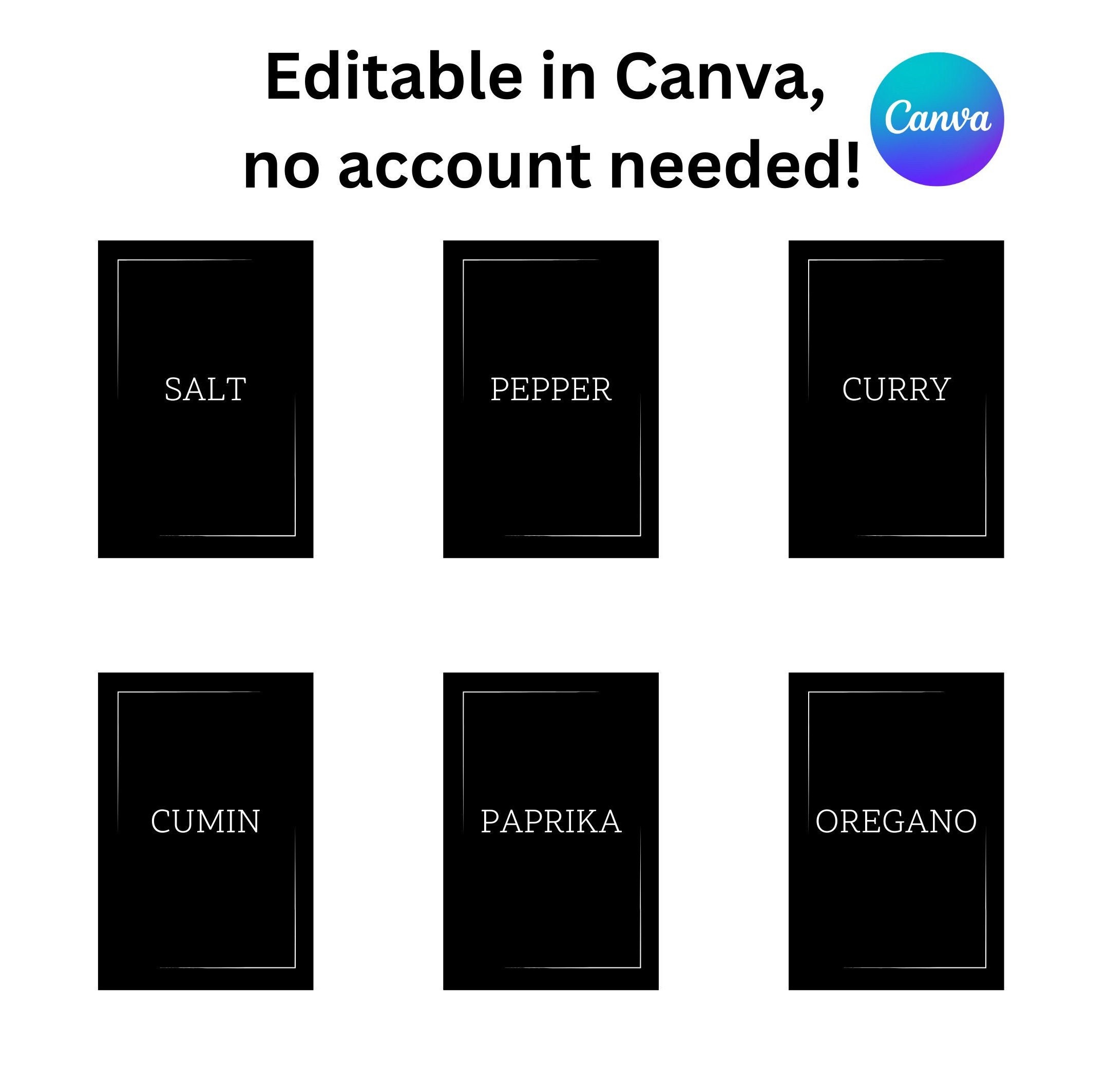 Fully Editable and Printable Spice Label Template Simple and Minimalist Design Free to Edit in ...