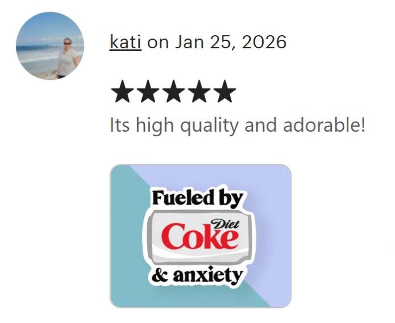 Diet Coke & Anxiety Sticker: Funny Hand-Drawn Vinyl Decal image 4