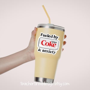 Diet Coke & Anxiety Sticker: Funny Hand-Drawn Vinyl Decal image 6