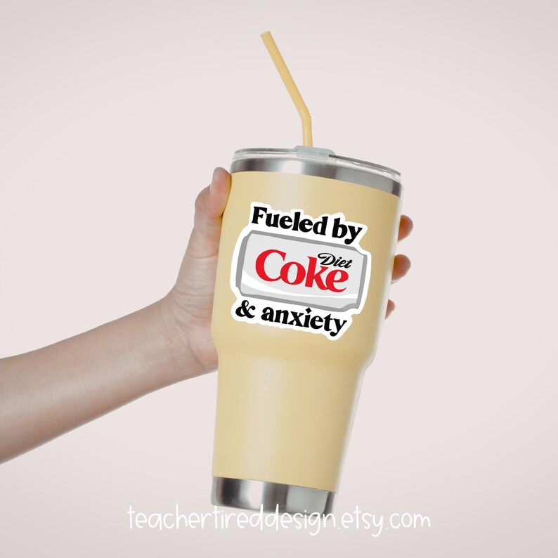 Diet Coke & Anxiety Sticker: Funny Hand-Drawn Vinyl Decal image 6