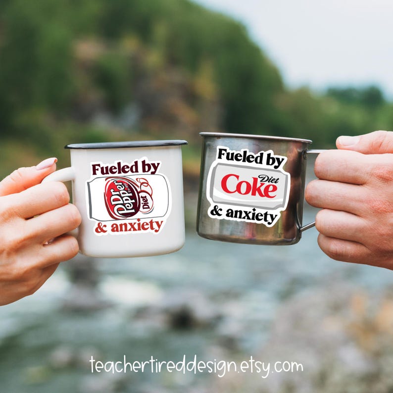 Diet Coke & Anxiety Sticker: Funny Hand-Drawn Vinyl Decal image 10