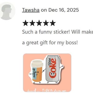 Diet Coke & Anxiety Sticker: Funny Hand-Drawn Vinyl Decal image 2