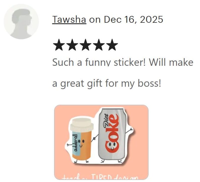 Diet Coke & Anxiety Sticker: Funny Hand-Drawn Vinyl Decal image 2