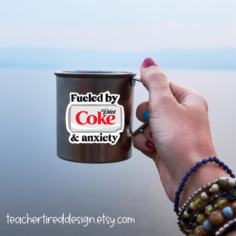 Diet Coke & Anxiety Sticker: Funny Hand-Drawn Vinyl Decal image 7