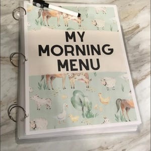 Morning menu physical book personalized, busy book for preschool, homeschool activity, Montessori, preschool at home, digital option