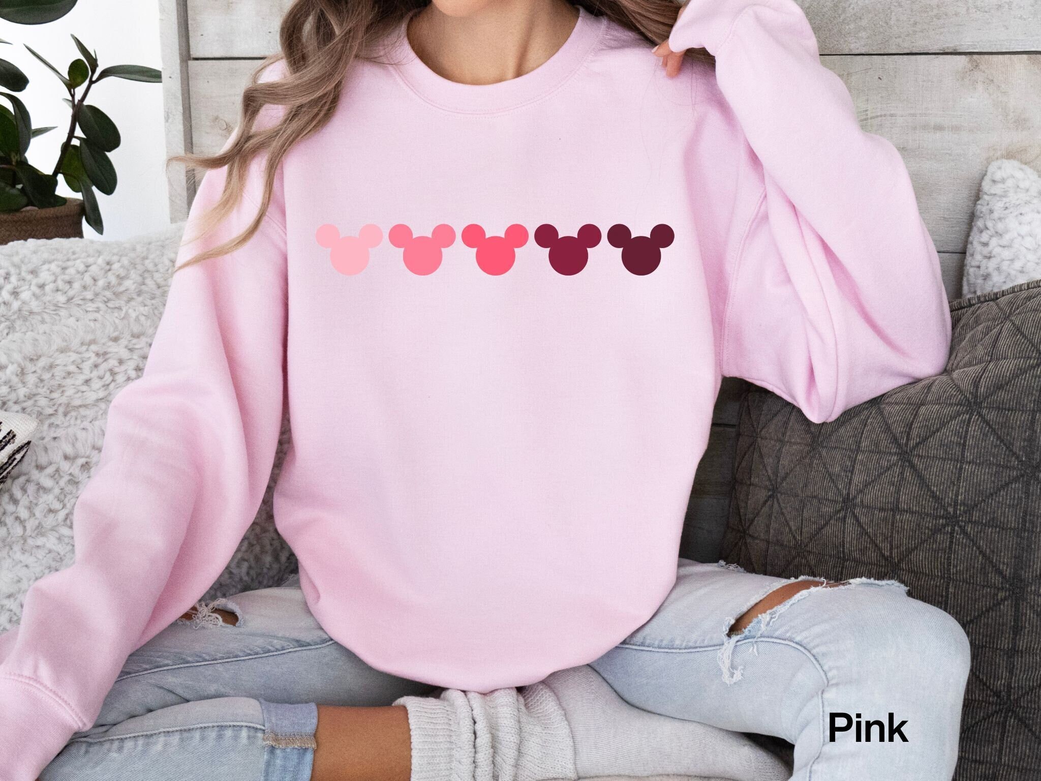 Pink Sweatshirt, Mickey Ombre Sweatshirt Pink, Mickey Sweatshirt for Women  Trendy, Valentine's Day, XOXO, Colors, Pink Mickey Head, Cupid - Etsy