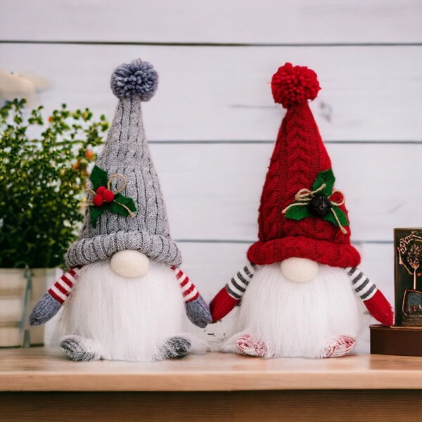 Christmas Gnomes | Set of 2 | Light Up Elf Gnome | Plush Gnome | Holiday Gnome |  Christmas Plush | Christmas Gift | Christmas Hat