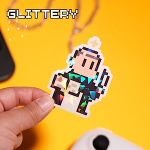Glittery St. Thomas Aquinas Video Game Sticker