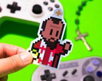 Adesivo holográfico de videogame de São João Crisóstomo