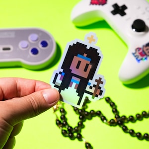 St. Kateri Tekakwitha Videojuego holográfico retro Pegatina