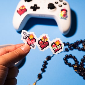 Heilige Familie Herzen Retro Video Game Sticker