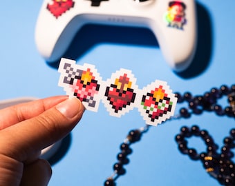 Holy Family Hearts Retro Video Game Sticker