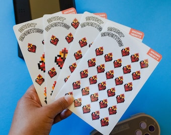 Folhas de adesivos de sprites de videogame Sacred Heart