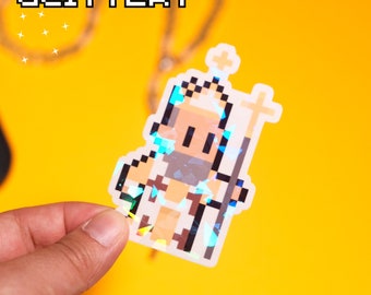 Glittery St. Ambrose Holographic Video Game Sticker