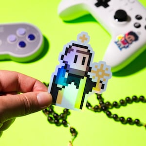 Videojuego holográfico retro St. Hyacinth Pegatina