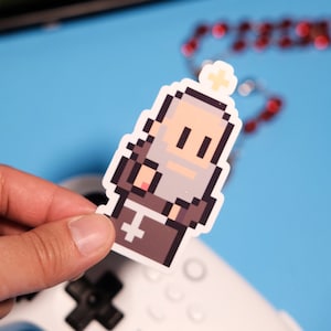Videojuego Padre Pio Pegatina