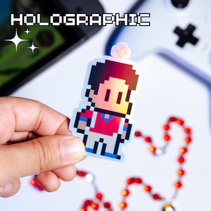 Holografisch gesegneter Carlo Acutis Videospiel Sticker