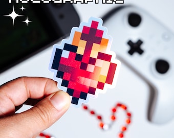 Adesivo de videogame holográfico do Sagrado Coração de Jesus