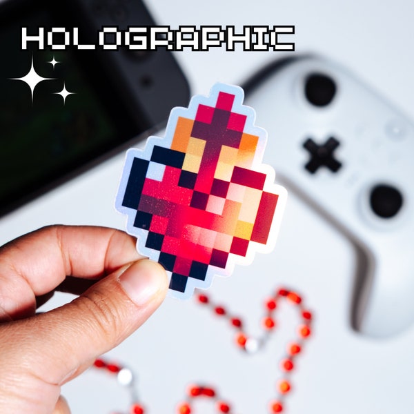 Holographic Sacred Heart of Jesus Video Game Sticker