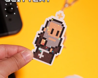 Autocolante de videojogo Glittery Padre Pio