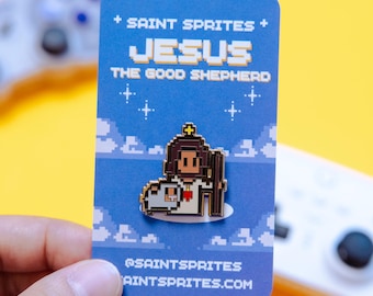Broche de esmalte retrô do jogo de videogame Jesus, o Bom Pastor