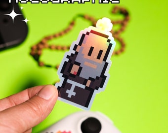Adesivo holográfico Padre Pio para videogame