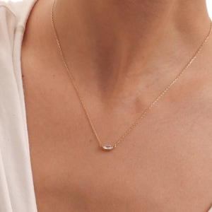 Baguette Diamond Necklace: 925 Sterling Silver, Wedding Jewelry