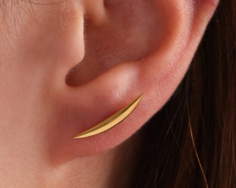 Boucle d'oreille cartilage, boucle d'oreille hélice croissant de lune, piercing minimaliste en argent sterling, bijou délicat boucle d'oreille, clou d'oreille hélice