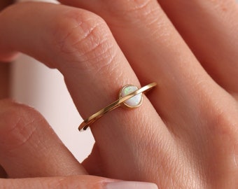 Planet Saturn Adjustable Ring, Saturn Opal Stud Ring, Fire Opal Ring, Planet Jewelry, Dainty Planet Ring, Celestial Jewelry, Gift for Her