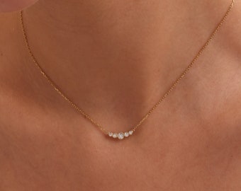 Tiny Gold Necklace, Dainty Gold Necklace, Gold necklace, CZ Necklace, Simple Necklace, Minimalist Necklace, Gifts for her, bridesmaid gifts
