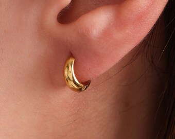 Hinged Earrings, Small Huggie Hoop Earrings, Helix Hoop, Conch Earring Hoop, Gold Hoop Earrings, Bridesmaid Gifts, Anniversary Gift