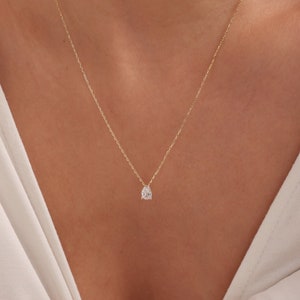 Collier diamant en forme de larme, collier diamant poire, cadeaux pour maman, bijoux minimalistes, cadeau fête des mères, collier goutte d'eau, cadeau parfait pour elle image 7