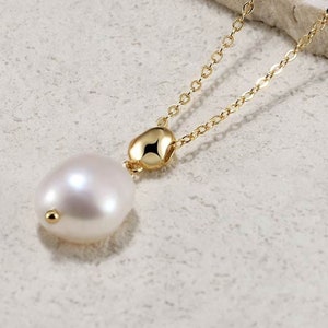 Sterling Silver Pearl Necklace, Minimalist Necklace, Wedding Necklace, Bridal Necklace, Bridesmaid Gift, Birthday Gift,Dainty Pearl Necklace