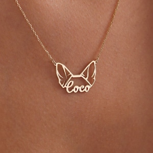 Dog Mama Necklace, Dog Name Necklace, Personalized Dog Ears Necklace, Custom Pet Jewelry, Pet Name Necklace, Pet Memorial Gift, Mothers Day