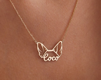 Collier nom de chien, collier d'oreilles de chien personnalisé, bijoux personnalisés pour animal de compagnie, collier nom d'animal de compagnie, cadeau commémoratif pour animal de compagnie, cadeaux pour la fête des mères, cadeau pour elle