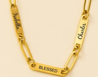 Personalized Multiple Bar Kids Name Necklace, Custom Name Tag Necklace, Handmade Personalized Jewelry, Dainty Name Jewelry, Christmas Gift
