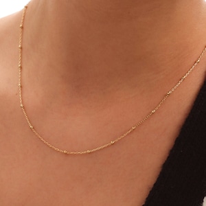 Satellite Necklace in Gold, Rose Gold & Sterling Silver, Beaded Chain Necklace, Minimalist Necklace, Everday Layering Necklace, Mom Gifts