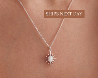 Tiny Opal Necklace, Star Pendant, North Star Pendant, Silver Necklace, Dainty Necklace,Birthday Gift for Her,Gifts for Her,Bridesmaid Gifts