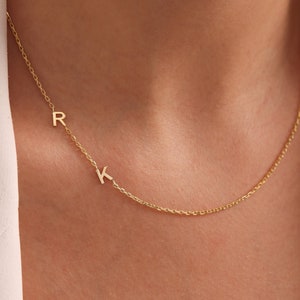 Gold Initial Necklace, Sideways Initial Necklace, Custom Letter Necklace, Personalized Gifts, Gift For Her, Mom Gifts, Christmas Gifts