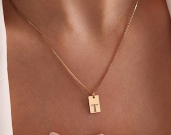 Delicado collar con inicial, colgante de letra personalizado en cadena, regalo para dama de honor, collar con dije pequeño, regalo para mamá, regalo de Navidad.